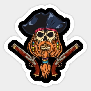 Pirate skull with guns - Pirates Sticker